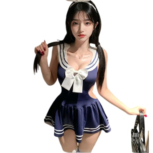 QNCLO Frauen Cosplay Japanischer Stil Studentin Unterwäsche Anime Kawaii Niedlicher Matrosenanzug (Blau1) von QNCLO