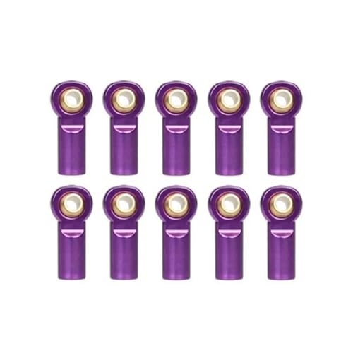 Pull Rod Link Linkage Für AXIAL Für SCX10 D90 D110 Für Tamiya CC01 1/10 rc Cars Crawler, 10 Stück Metall M3 Link Spurstangenkopf Kugelgelenk(Purple) von QOAKSDY