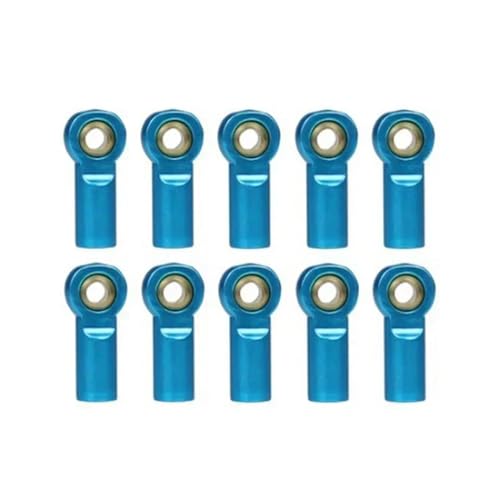 Pull Rod Link Linkage Für Axial Für SCX10 D90 D110 Für Tamiya CC01 1/10 rc Cars Crawler, 10 Stück, Metall M3 Link Spurstangenkopf, Kugelgelenk(Blue,A) von QOAKSDY