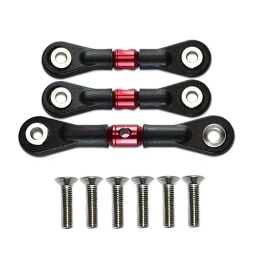 Pull Rod Link Linkage Für Tamiya Für TT02 TT02T 1/10 RC-Auto-Upgrade-Teile Zubehör 3-teilige Lenkstange Servostange(Red) von QOAKSDY