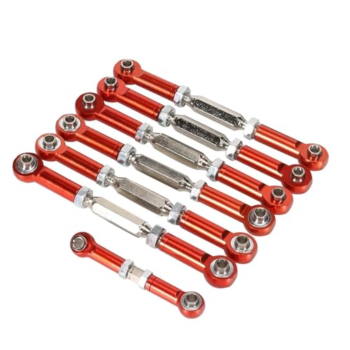 Pull Rod Link Linkage Für Traxxas Für Slash 4X4 2WD 1/10 RC Short Course Car-Upgrade-Teile, Einstellbare Zugstange Aus Metall(Red) von QOAKSDY