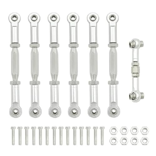 Pull Rod Link Linkage Für Traxxas Für Slash 4X4 Für VXL 2WD Für Rustler Für Stampede Für Hoss 1/10 RC-Autoteile Spannschlösser Sturzverbindungsgestänge(Silver) von QOAKSDY