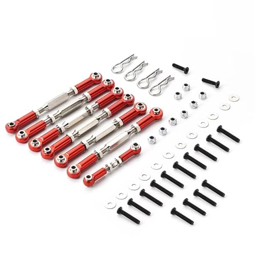 Pull Rod Link Linkage Für Traxxas Für Slash 4x4 2wd 1/10 RC Crawler Upgrade-Teile 7-teiliges Aluminium-Verbindungsstangen-Set Mit Einstellbaren Lenkgestängen(Red) von QOAKSDY