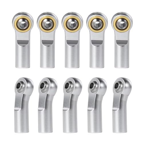 QOAKSDY Pull Rod Link Linkage Für Axial Für SCX10 1/10 RC Crawler M3 Kugelkopf Aluminiumlegierung Gestänge Zugstange Spurstangenkopf Kugelkopfanschluss(Silver) von QOAKSDY