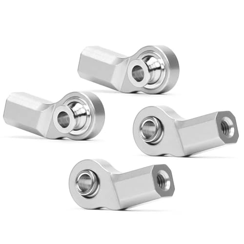 QOAKSDY Pull Rod Link Linkage Für Axial Für SCX10 D90 1:10 RC-Auto-Crawler-Ersatzteile, 4 Stück, Aluminium 6061 M3, Gebogene Schwenkstangenenden, Breite Kugeln(Silver) von QOAKSDY