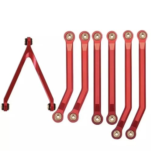 QOAKSDY Pull Rod Link Linkage Für Axial Für SCX24 AXI00001 C10 AXI00002 Für JLU Für Bronco AXI00006 RC Crawler Teile Hoher Abstand Für Chassis Links Set(Red) von QOAKSDY