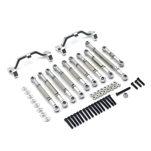 QOAKSDY Pull Rod Link Linkage Für D90 D91 D96 Für MN98 Für MN99S 1/12 RC-Auto, Metall-Lenkverbindungsstangen-Basishalterung, Lenkservohalterung, Upgrade-Teile(Silver) von QOAKSDY