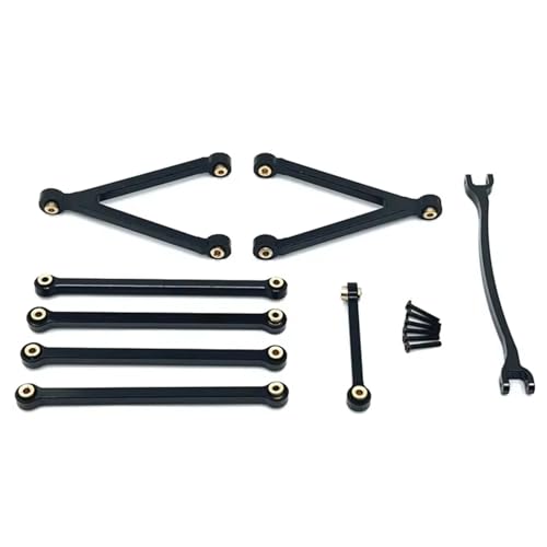 QOAKSDY Pull Rod Link Linkage Für FMS FCX24M Für Camel Für Cup Metal Für Chassis-Links, Zugstangen Und Lenkstangen-Set, 1/24 RC Crawler-Autozubehör(Black) von QOAKSDY