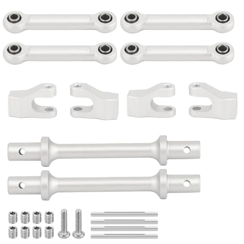 QOAKSDY Pull Rod Link Linkage Für Losi Mini LMT Monster Truck 1/18 RC-Auto, Upgrade-Teile, Aluminiumlegierung, Vorderer Und Hinterer Anti-Kipp-Stangensatz(Silver) von QOAKSDY