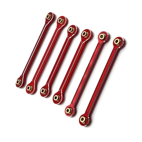 QOAKSDY Pull Rod Link Linkage Für MJX 10208 Monster 1/10 RC-Auto-Upgrade-Teile, Aluminium-Zugstange, Verbindungsstange, Lenkstangen-Set, Zubehör(Red) von QOAKSDY