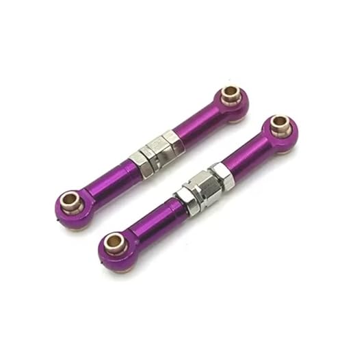 QOAKSDY Pull Rod Link Linkage Für MJX 14209 14210 Für Hyper Go Für RCGF 1/14 RC-Auto-Ersatzteil-Upgrade Metall-Lenkstange Lenkverbindung(Purple) von QOAKSDY