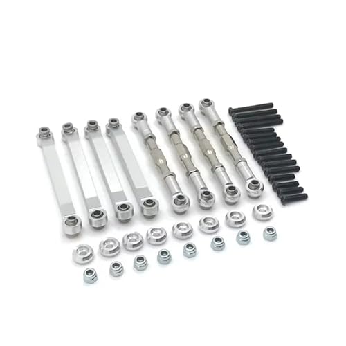 QOAKSDY Pull Rod Link Linkage Für MN D90 D91 D96 D99 D99S MN90 MS 1/12 RC-Auto-Upgrade-Teile Metall Für Chassis-Zugstangen Link Suspension Spurstange(Silver) von QOAKSDY