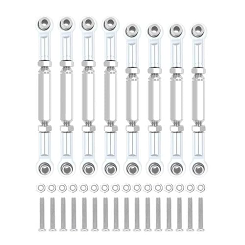 QOAKSDY Pull Rod Link Linkage Für MN Für WPL D90 D91 C14 C24 1/16 RC-Autoteilzubehör, Radstand-Lenkstangensatz Aus Aluminiumlegierung(Silver) von QOAKSDY