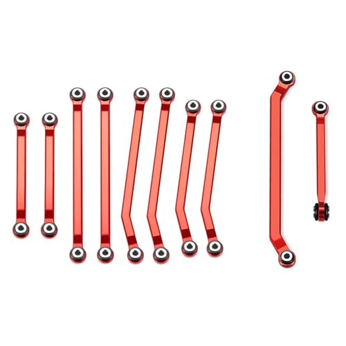 QOAKSDY Pull Rod Link Linkage Für RedCat Für Ascent 1/18 RC Für Rock Crawler Car, Verbessertes Zubehör, Hohe Bodenfreiheit Für Chassis-Links, Lenkgestänge(Red,1 Set) von QOAKSDY