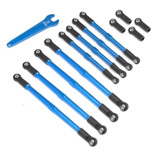 QOAKSDY Pull Rod Link Linkage Für Trxs Für Summit Für Revo 3. 1/10 RC-Auto-Upgrade-Teile Zubehör 8-teiliges Metall-Schubstangen-Zehenverbindungen Spannschloss(Blue) von QOAKSDY