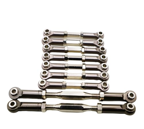 QOAKSDY Pull Rod Link Linkage Für WLtoys K949-015 1/10 RC-Auto-Upgrade-Teile, 9-teiliges Metall-Zugstangen-Lenkservo-Verbindungsgestänge, Arm-Spurstange(Gray) von QOAKSDY