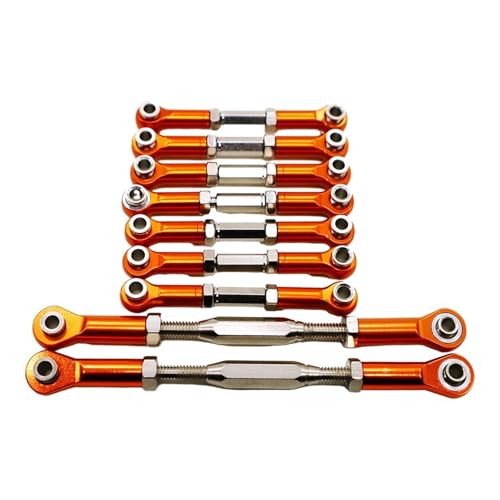 QOAKSDY Pull Rod Link Linkage Für WLtoys K949-015 1/10 RC-Tuning-Teile 9-teiliges Metall-Zuggestänge Für Die Lenkservoverbindung(Orange) von QOAKSDY