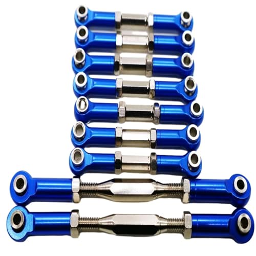 QOAKSDY Pull Rod Link Linkage Für WLtoys K949 10428 1/10 RC-Autoteil, 9-teiliges Lenkstangenset Aus Aluminiumlegierung, Upgrade-Zubehör(Dark Blue) von QOAKSDY
