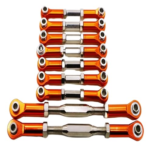 QOAKSDY Pull Rod Link Linkage Für WLtoys K949 10428 1/10 RC-Autoteil, 9-teiliges Lenkstangenset Aus Aluminiumlegierung, Upgrade-Zubehör(Orange) von QOAKSDY