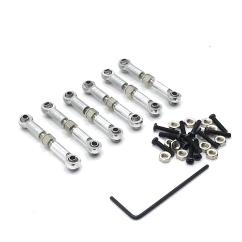 QOAKSDY Pull Rod Link Linkage Für Wltoys 184011 A949 A959 A969 A979 K929 1/18 RC-Auto-Upgrade-Ersatzteile Metallgestänge Zugstange Vorne Hinten Servoverbindung Spurstange(Silver) von QOAKSDY