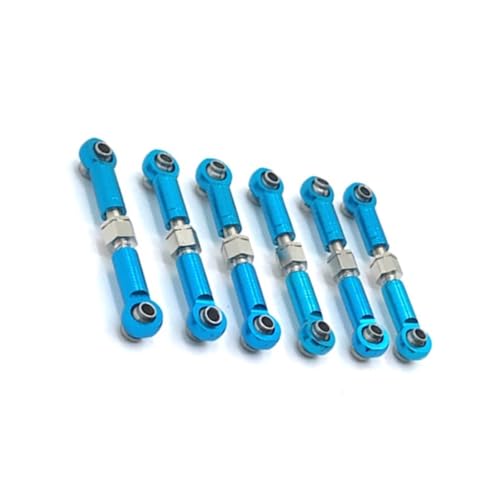 QOAKSDY Pull Rod Link Linkage Für Wltoys A949 1/18 RC-Auto-Upgrade-Teil, 6-teiliger Aluminiumlegierung-Radstand, RC-Lenkstangensatz(Blue) von QOAKSDY