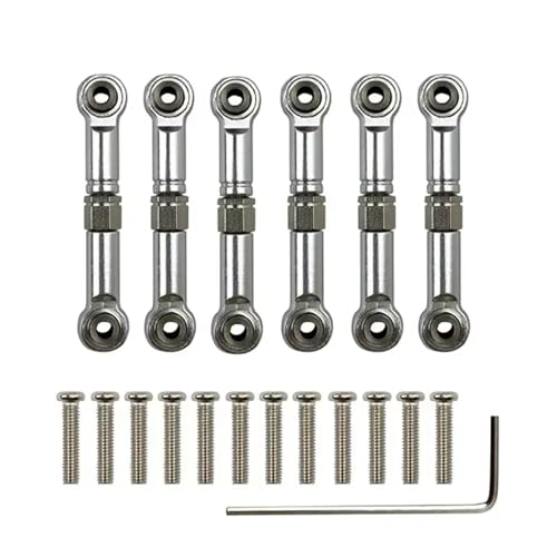 QOAKSDY Pull Rod Link Linkage Für Wltoys A949 A959 A969 A979 K929 1/18 RC-Auto-Upgrade-Teile, Verstellbare Metallgestänge, Zugstange, Servoverbindung(Silver) von QOAKSDY