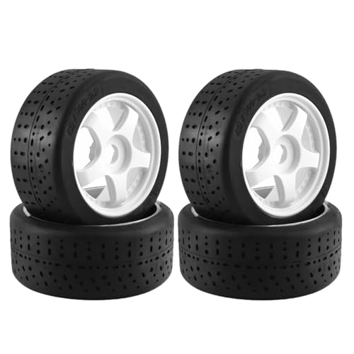 QOAKSDY RC Auto Reifen Für Arrma Für Infraction Für Felony Für Limitless 1/7 RC-Autoteile, 5 Speichen, 100 X 42 Mm, 42/100 Reifen, 17 Radsechskant(White) von QOAKSDY