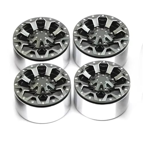 QOAKSDY RC Auto Reifen Für Axial Für SCX10 Für Wraith Für RR10 Für Capra 1/8 1/10 RC Crawler Car 135 Mm 2,6 Zoll Metall-Beadlock-Radfelge Gummireifen-Set(Hub) von QOAKSDY