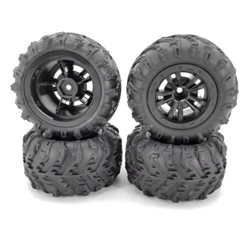 QOAKSDY RC Auto Reifen Für HBX 16889 Für WLtoys 124016/124017 RC Truggy Truck Mit 12 Mm Metall-Sechskant-Offroad-Rad 50 X 82–46 Gummi-Schneereifen 4 Stück(4Pcs) von QOAKSDY
