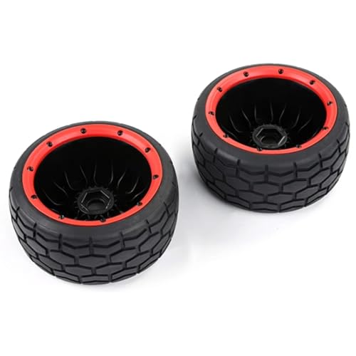 QOAKSDY RC Auto Reifen Für HPI Für ROFUN Für BAHA Für KM Für ROVAN Für 5B 1/5 Rc Auto Für Racing Für Spielzeug Teile Reifen Vorne Hinterrad Set(Red) von QOAKSDY