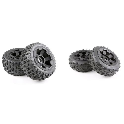 QOAKSDY RC Auto Reifen Für Hpi Für Km Für Baja 5B 1/5 RC-Autos, Upgrade-Teil, Zubehör, 2 Stück Vorne Oder Hinten 170 X 80 Reifen Und Radnaben-Set(Front) von QOAKSDY