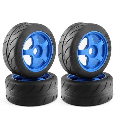 QOAKSDY RC Auto Reifen Für Infraction Für Limitless Für Felony Für Arrma 1/7 RC-Autoteile, 4 Stück, 5 Speichen, 100 X 42 Mm, 42/100 Reifen, 17 Radsechskant(Blue) von QOAKSDY