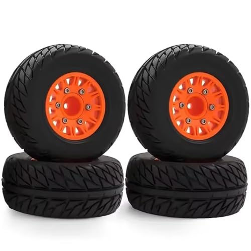 QOAKSDY RC Auto Reifen Für Universal 1/8 1/10 Reifen Rad RC Für Modell Short Course Truck General Road Upgrade 3 Adapter 12MM 14MM 17MM(Orange) von QOAKSDY