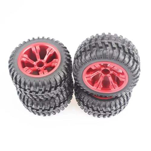 QOAKSDY RC Auto Reifen Für WLtoys 12428 12427 1:12 RC Off-Road Auto Für Buggy Gummi Reifen Rad Felgen Für Spielzeug Zubehör(Red) von QOAKSDY