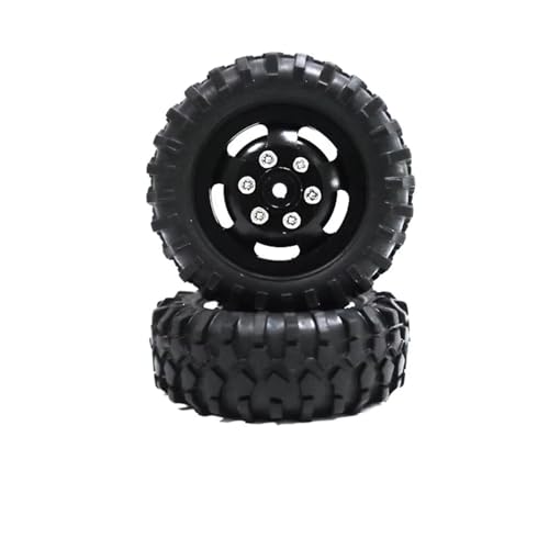 QOAKSDY RC Auto Reifen Für WPL D12 1/10 RC Upgrade Teil Zubehör Schwarz 2 Stück Felgen Reifen Kunststoff Verschleißfest Rc(Black) von QOAKSDY
