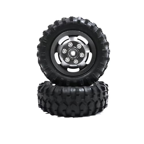 QOAKSDY RC Auto Reifen Für WPL D12 1/10 RC Upgrade Teil Zubehör Schwarz 2 Stück Felgen Reifen Kunststoff Verschleißfest Rc(Gray) von QOAKSDY