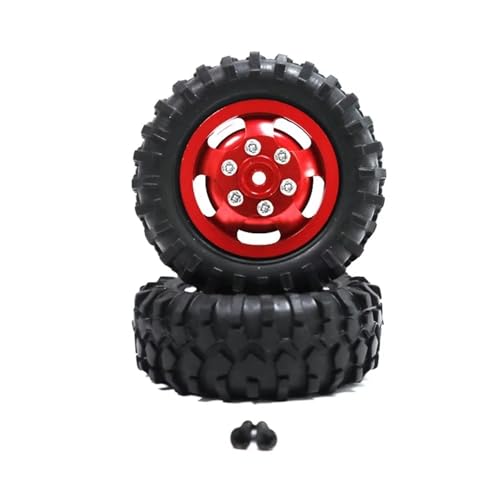 QOAKSDY RC Auto Reifen Für WPL D12 1:10 RC-Auto, Offroad-RC-Auto, Upgrade-Teil, Felgen, Reifen, RC-Autoteil, RC-Radfelgen, Reifen-Zubehör(Red) von QOAKSDY