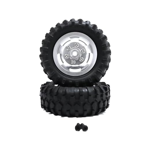 QOAKSDY RC Auto Reifen Für WPL D12 1:10 RC-Auto, Offroad-RC-Auto, Upgrade-Teil, Felgen, Reifen, RC-Autoteil, RC-Radfelgen, Reifen-Zubehör(Silver) von QOAKSDY