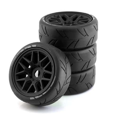 QOAKSDY RC Auto Reifen Für WRC 1/8 Pull Feishen Ping Run GT Für Racing Highway Short Course Truck Reifen Rad Verschleißfeste 17 Mm Adapter 4 Stück(Black,A) von QOAKSDY