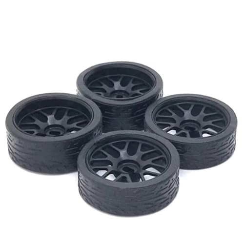QOAKSDY RC Auto Reifen Für Wltoys 284131 K969 K989 Für Mini-Z Für Mini-Q 1/28 RC Autoteile Metallradmuster Für Rennreifen 2 Schmal Breit(Black) von QOAKSDY