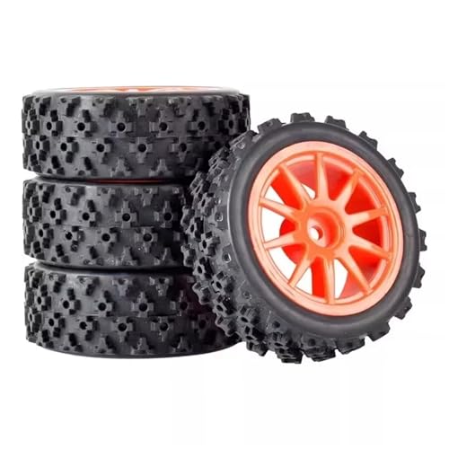 QOAKSDY RC Auto Reifen Für Wltoys Für HSP 1:10 1:12 1:14 1:16 RC-Autoteile Für Modellzubehör RC-Car-Felge Und Reifen Felgengummireifen(Red,A) von QOAKSDY