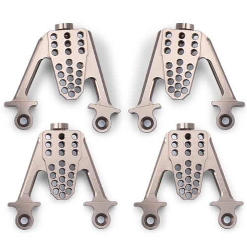 QOAKSDY RC-Cars-Upgrade Teile Für Axial Für SCX10 4 Stücke Aluminium Hinten Vorne Shock Mount Set Dämpfer Turm Hoops 1/10 RC Crawler Auto Upgrade Teile(Titanium) von QOAKSDY