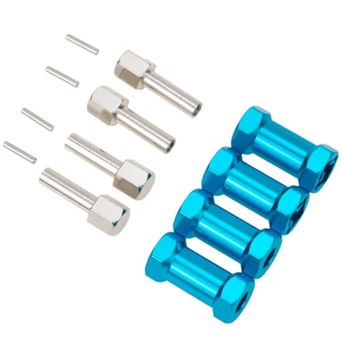 QOAKSDY RC-Cars-Upgrade Teile Für Axial Für SCX10 D90 4 Stücke 1/10 RC Crawler 12mm Hex Radnabe Stick Adapter 25mm Verlängerung Combiner Koppler Ersatzteile(Blue) von QOAKSDY