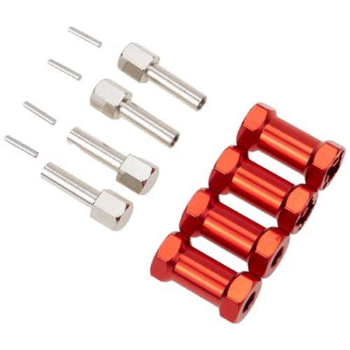 QOAKSDY RC-Cars-Upgrade Teile Für Axial Für SCX10 D90 4 Stücke 1/10 RC Crawler 12mm Hex Radnabe Stick Adapter 25mm Verlängerung Combiner Koppler Ersatzteile(Red) von QOAKSDY