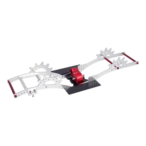 QOAKSDY RC-Cars-Upgrade Teile Für Axial Für SCX10 II III Für TRX4 Für Capra Für Comp Für Builds Rc Crawler Auto Upgrade Teile Metall Chassis Kit Mit Doppel Servo Halterung/Getriebe(Silver) von QOAKSDY