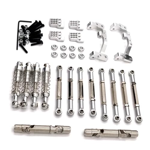 QOAKSDY RC-Cars-Upgrade Teile Für Feiyu FY003-5A Für WPL C14 C24 1/16 Metall RC Upgrade Teile Spurstangen Antriebswellen Stoßdämpfer Modifizierte(Silver) von QOAKSDY