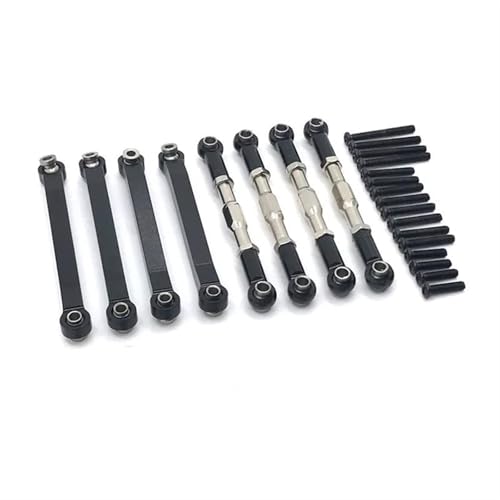 QOAKSDY RC-Cars-Upgrade Teile Für MN D90 D96 MN98 MN99S MN45 1/12 RC Upgrades Teile Zubehör Metall Für Chassis Link Stange Zugstange Spurstange Gestänge Modifizierte(Black) von QOAKSDY