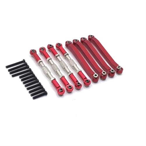 QOAKSDY RC-Cars-Upgrade Teile Für MN D90 D96 MN98 MN99S MN45 1/12 RC Upgrades Teile Zubehör Metall Für Chassis Link Stange Zugstange Spurstange Gestänge Modifizierte(Red) von QOAKSDY