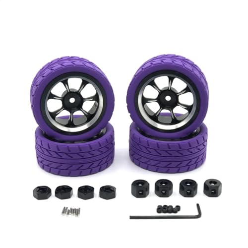 QOAKSDY RC-Cars-Upgrade Teile Für MN Für Modell 1/12 D90 D91 D96 MN98 MN99S Metall Hub Reifen RC Auto Upgrades Teile Modifikation Zubehör(Purple) von QOAKSDY