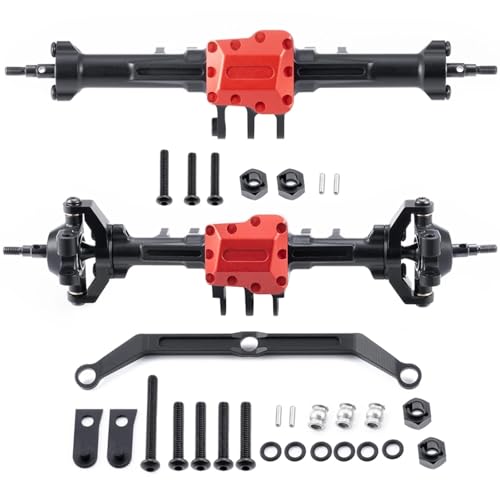 QOAKSDY RC-Cars-Upgrade Teile Für TRX4M Für Defender Für Bronco Für High Für Trail K10 1/18 RC Micro Crawler Auto Aluminium Erweiterte Vorne Hinten Achsen Modifizierte Teile(Front and Rear) von QOAKSDY